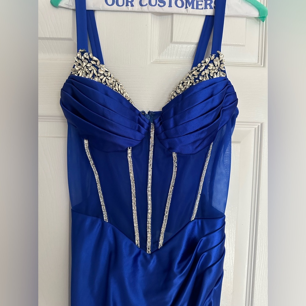 ROYAL BLUE CUSTOM DRESS - Picture 5 of 6